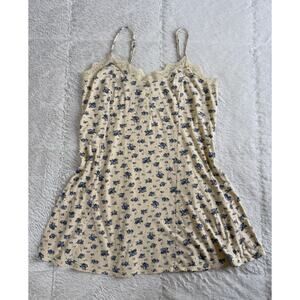 Vintage Victoria’s Secret Cottagecore Slip Dress Floral Lace Trim Mini Dress MD